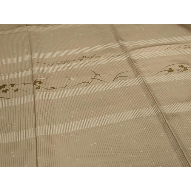 平和屋着物＊夏物　訪問着　縦絽　刺繍　流水草花文　蜻蛉　金彩　正絹　逸品　AABG5492jd_3