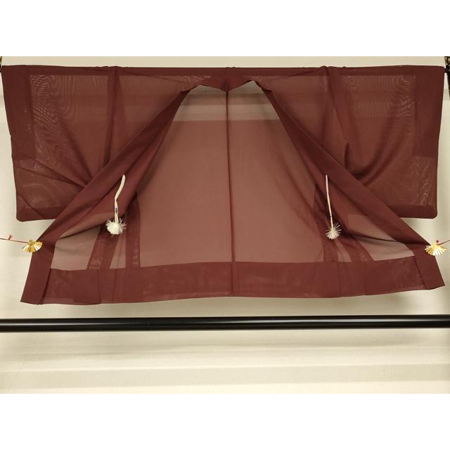 平和屋着物＊夏物 男性 色無地 アンサンブル 絽 赤褐色 正絹 逸品