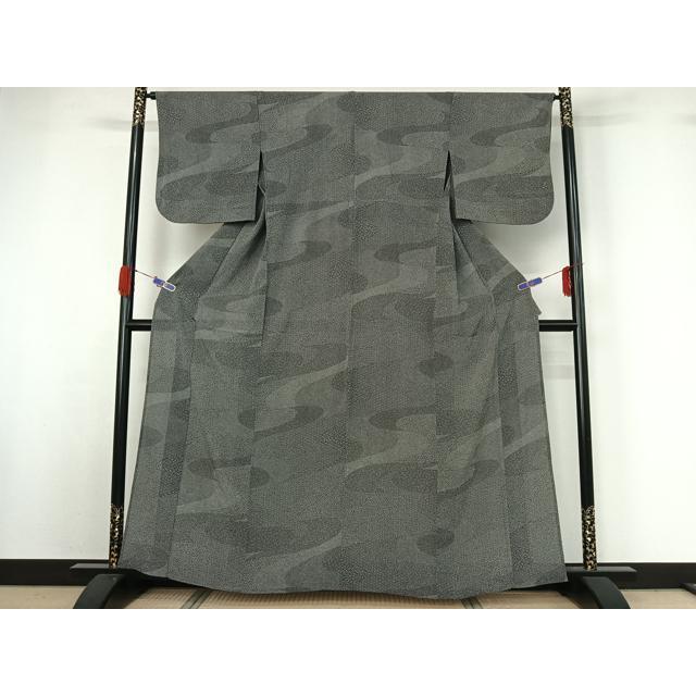 平和屋着物▽江戸小紋　単衣　作家物　寄せ小紋柄　黒地　正絹　逸品　AABG5675jh_1