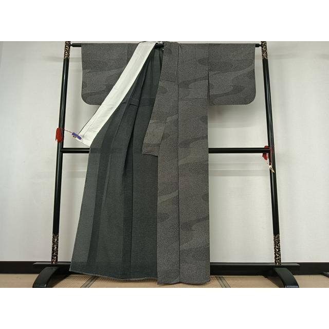 平和屋着物▽江戸小紋　単衣　作家物　寄せ小紋柄　黒地　正絹　逸品　AABG5675jh_2