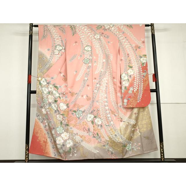 平和屋着物○豪華振袖 辻が花 暈し染め 金彩 銀通し地 正絹 逸品 