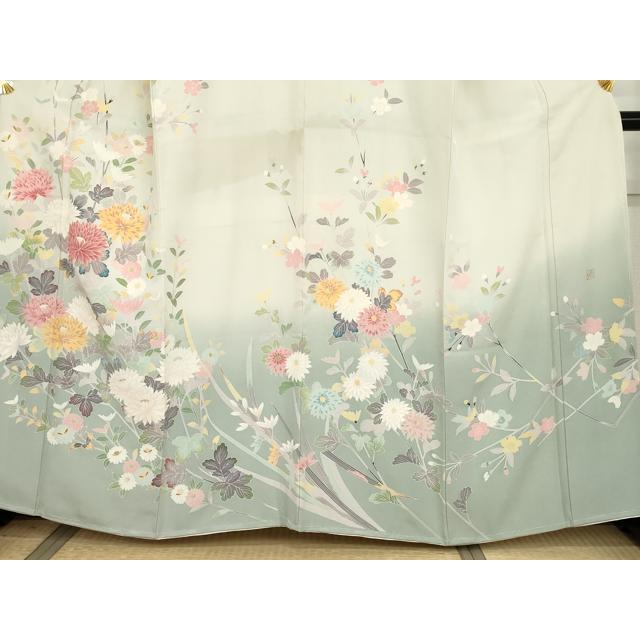 平和屋着物○訪問着 友禅 作家物 松月 枝花文 暈し染め 正絹 逸品