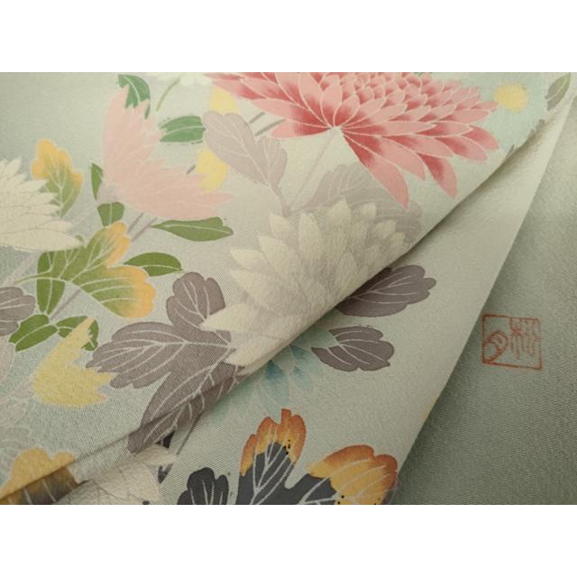 平和屋着物○訪問着 友禅 作家物 松月 枝花文 暈し染め 正絹 逸品