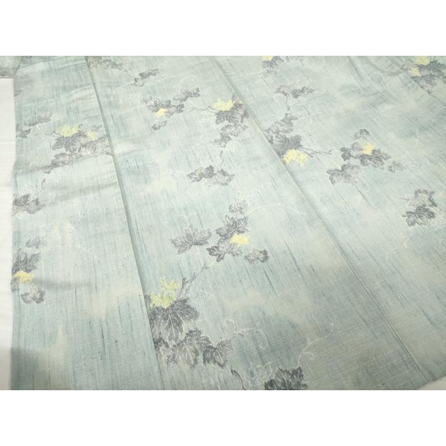 平和屋着物▽小千谷紬　単衣　枝葉文　正絹　逸品　AABG7220ck_3