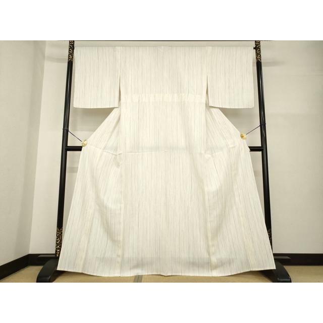 平和屋着物▽上質な小紋　単衣　紬地　霞文　正絹　逸品　未使用　AABG7226ck_1