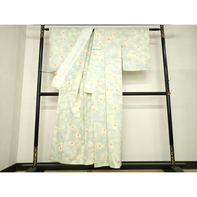 平和屋着物▽上質な小紋　単衣　舞花文　暈し染め　正絹　逸品　AABG7624ck_2
