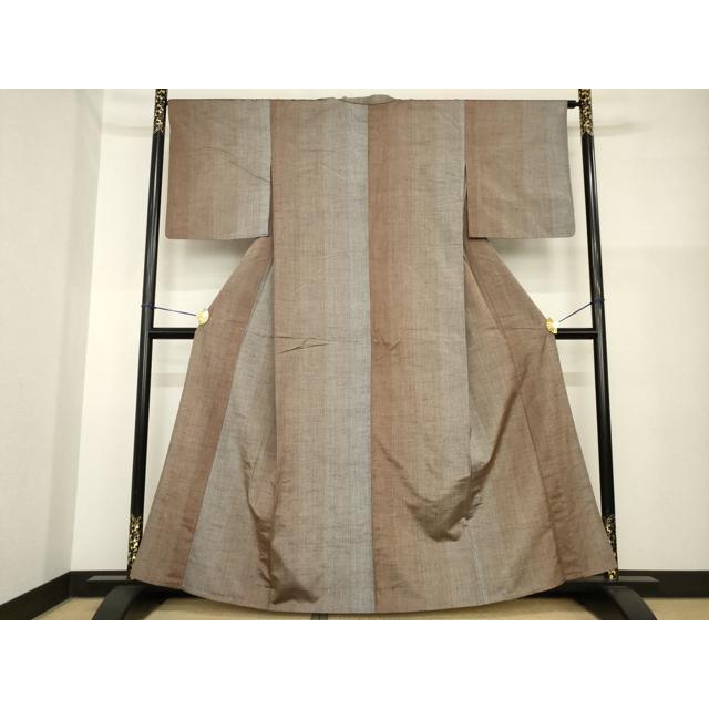 平和屋着物▽上質な紬　単衣　間道　正絹　逸品　AABG7636ck_1