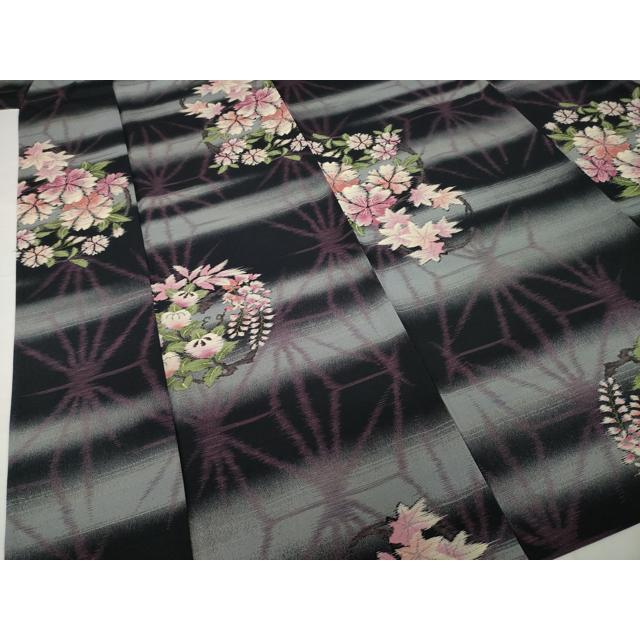 平和屋着物▽小紋　単衣　麻の葉花丸文　洗える着物　AABG7663ck_3