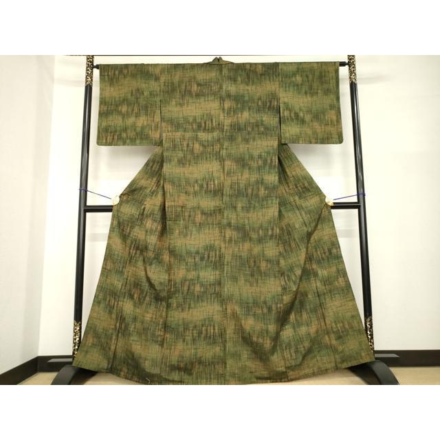 平和屋着物▽上質な紬　単衣　霞文　正絹　逸品　AABG7668ck_1