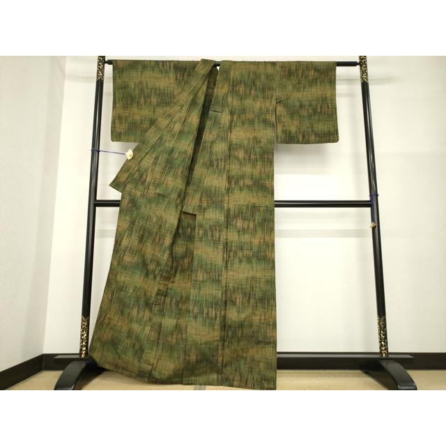 平和屋着物▽上質な紬　単衣　霞文　正絹　逸品　AABG7668ck_2