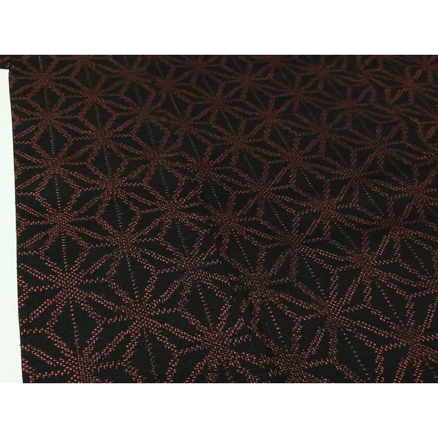 平和屋着物▽上質な紬　単衣　麻の葉文様　黒地　正絹　逸品　AABG7716jh_3