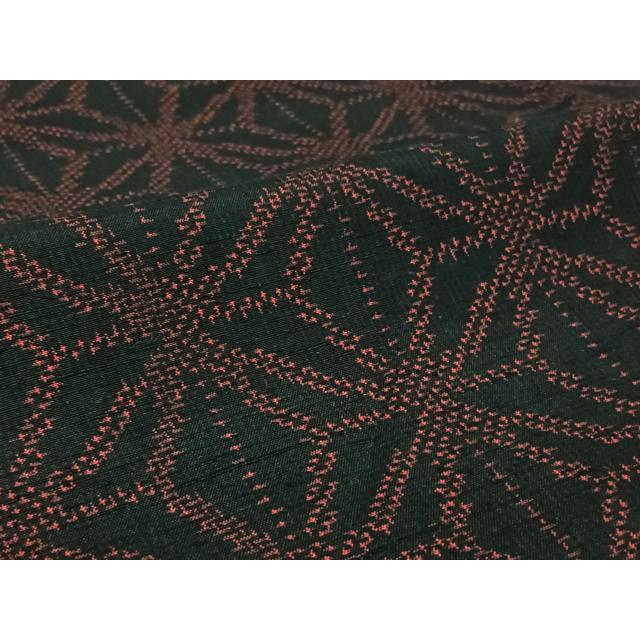 平和屋着物▽上質な紬　単衣　麻の葉文様　黒地　正絹　逸品　AABG7716jh_5