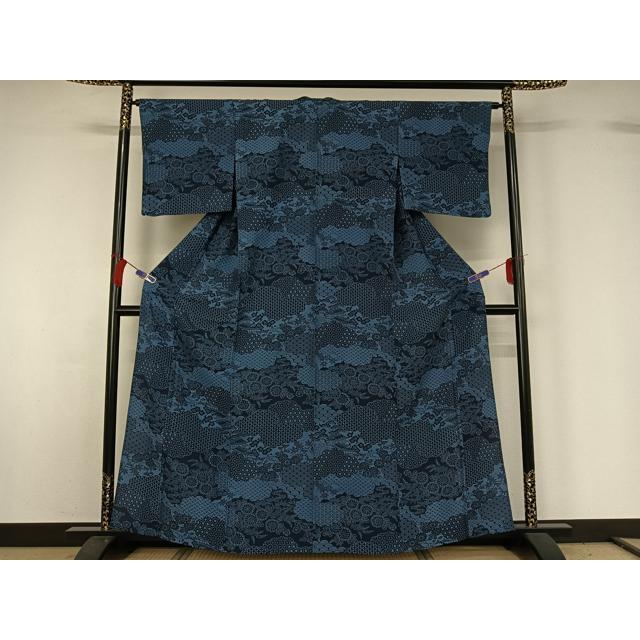 平和屋着物▽阿波藍染　阿波友禅　徳島県無形文化財保持者　香川卓美　小紋　単衣　型染め　風景花文　正絹　逸品　AABG7781jh 楽天市場】平和屋着物▽阿波藍染 阿波友禅 徳島県無形文化財保持者
