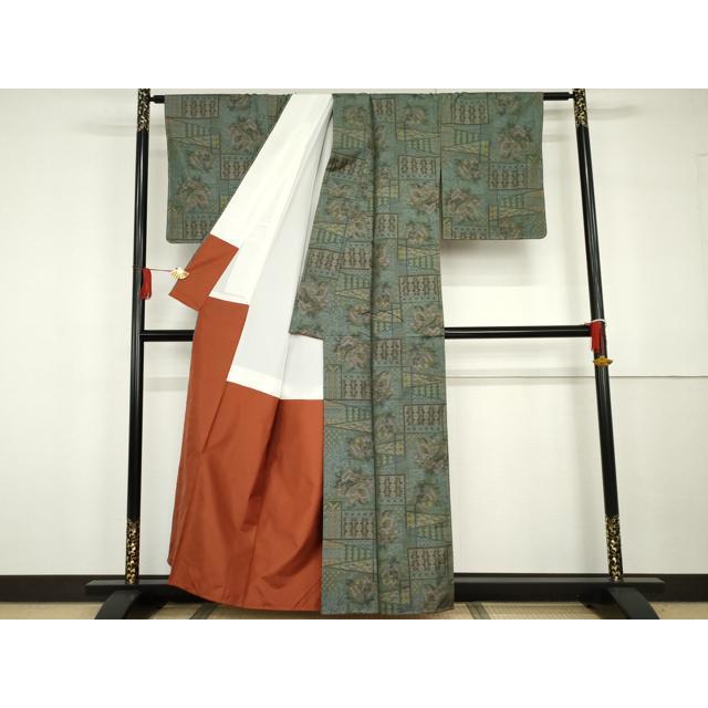 平和屋着物●本場大島紬　一元7マルキ　吉祥草花文　正絹　逸品　未使用　AABG7819cs_2