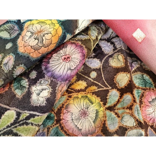 平和屋着物●伯河貞雄　振袖　辻が花　暈し染め　銀通し地　正絹　逸品　AABG7943cs