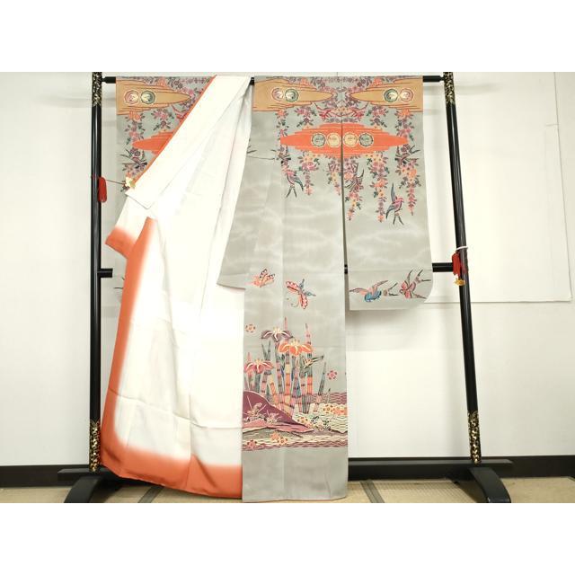 平和屋着物●本場琉球紅型　振袖　花鳥舞蝶文　正絹　逸品　AABG7967cs 平和屋着物○本場琉球紅型 振袖 花鳥舞蝶文 正絹 逸品 AABG7967cs