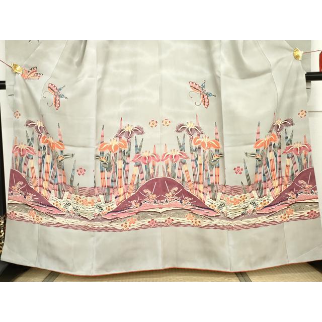 平和屋着物●本場琉球紅型　振袖　花鳥舞蝶文　正絹　逸品　AABG7967cs 平和屋着物○本場琉球紅型 振袖 花鳥舞蝶文 正絹 逸品 AABG7967cs
