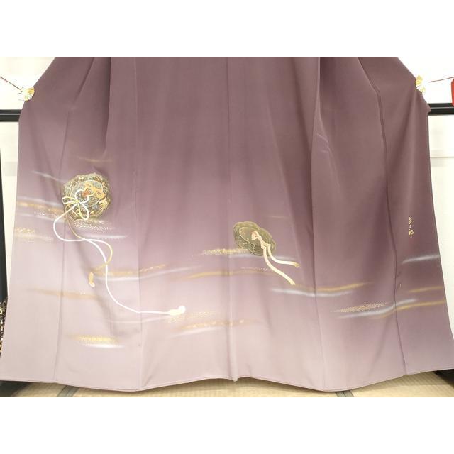 平和屋着物●人間国宝　福田喜三郎　色留袖　中国三大刺繍　相良刺繍　鏡裏鳳凰花蝶文　暈し染め　金糸　金彩　正絹　逸品　AABG7983cs