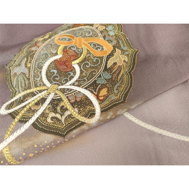 平和屋着物●人間国宝　福田喜三郎　色留袖　中国三大刺繍　相良刺繍　鏡裏鳳凰花蝶文　暈し染め　金糸　金彩　正絹　逸品　AABG7983cs