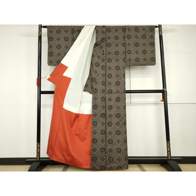 平和屋着物●本場大島紬　龍郷絣　正絹　逸品　AABG8004cs_2