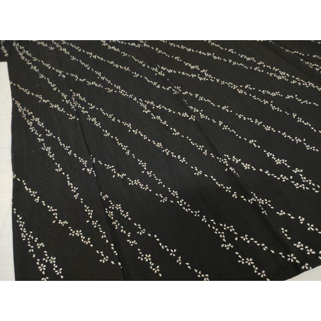 平和屋着物▽上質な小紋　単衣　舞桜文　黒地　丹後ちりめん　正絹　逸品　AABG8477ck_3