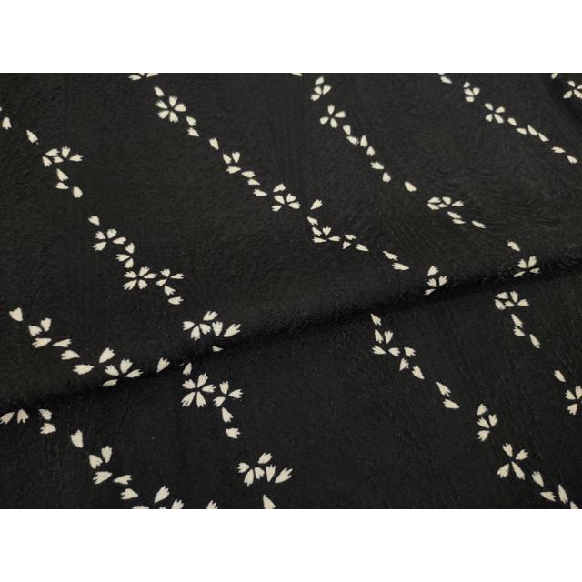 平和屋着物▽上質な小紋　単衣　舞桜文　黒地　丹後ちりめん　正絹　逸品　AABG8477ck_4