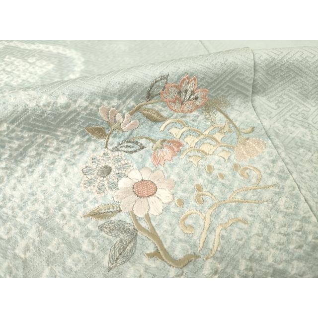 平和屋着物▽訪問着　単衣　絞り　刺繍　流水花丸文　正絹　逸品　AABG8585ck_6