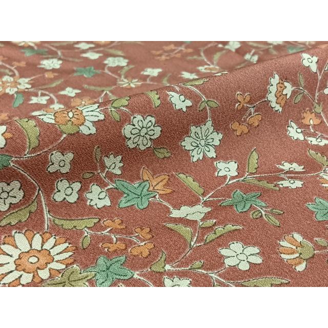 平和屋着物▽上質な小紋　単衣　手描き　更紗花文　正絹　逸品　AABG8659jh_5