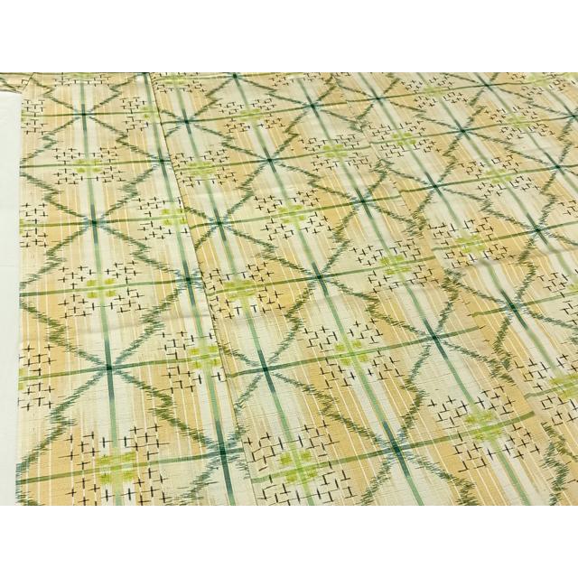 平和屋着物▽上質な紬　単衣　松皮菱文　正絹　逸品　AABG8665jh_2