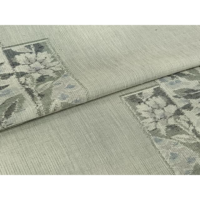 平和屋着物▽上質な紬　単衣　短冊花文　正絹　逸品　AABG8826jh