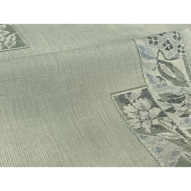 平和屋着物▽上質な紬　単衣　短冊花文　正絹　逸品　AABG8826jh