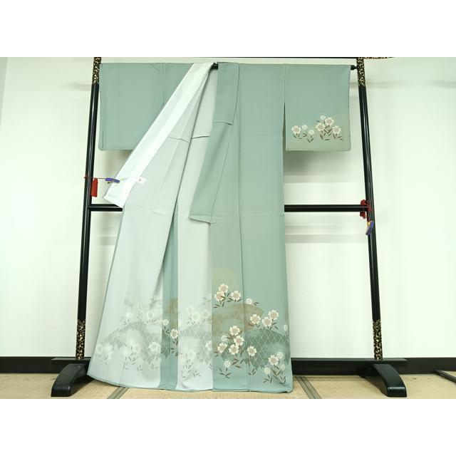 平和屋着物▽撫松庵　訪問着　単衣　草花文　洗える着物　AABG8855jh_1
