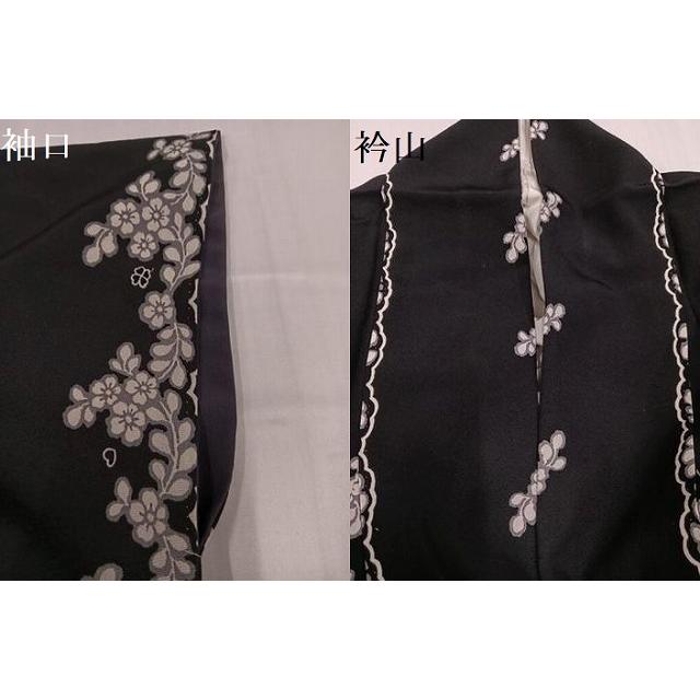 平和屋着物●松田聖子　SEIKOMATSUDA　小紋　花間道　黒地　正絹　逸品　AABG9048ph
