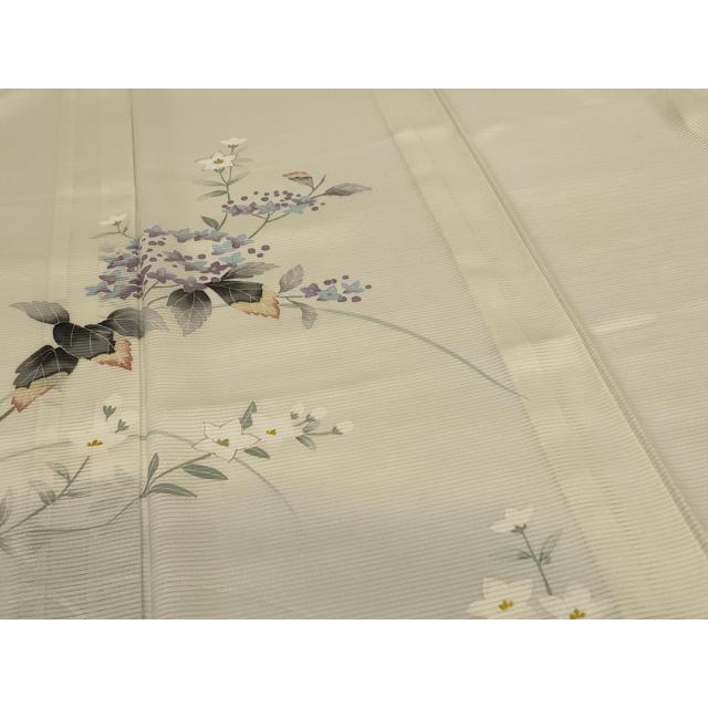 平和屋着物＊夏物 訪問着 絽 手描き 紫陽花 暈し染め 銀彩 さんび謹製 