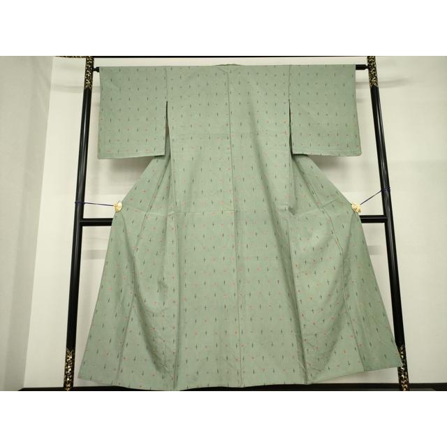 平和屋着物▽上質な紬　単衣　絞り　十字絣　正絹　逸品　AABG9275ck