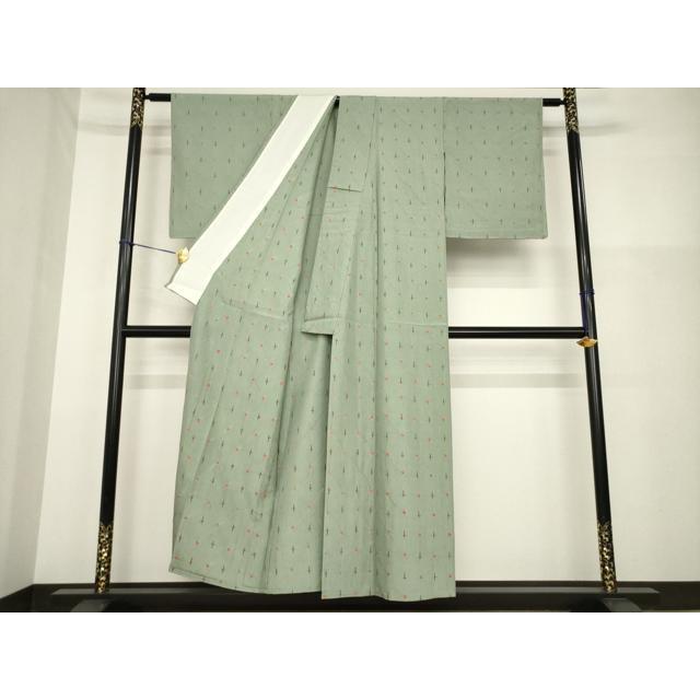 平和屋着物▽上質な紬　単衣　絞り　十字絣　正絹　逸品　AABG9275ck