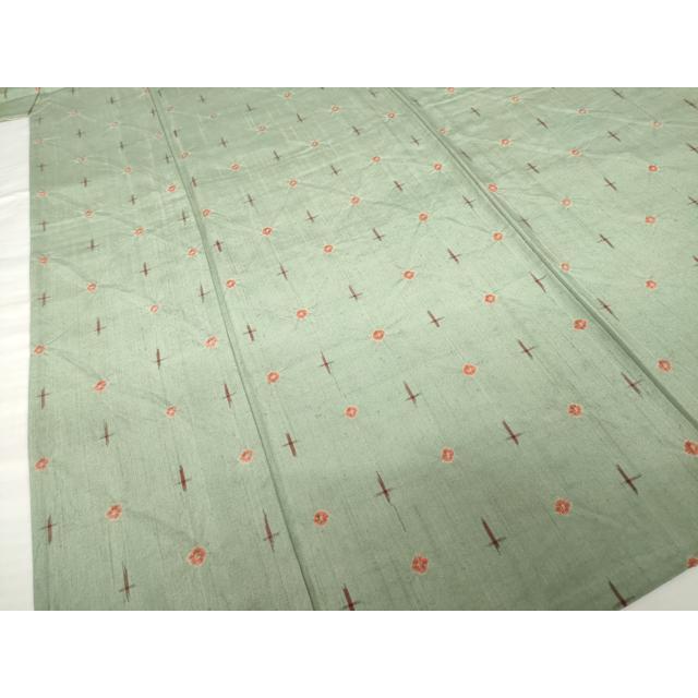 平和屋着物▽上質な紬　単衣　絞り　十字絣　正絹　逸品　AABG9275ck