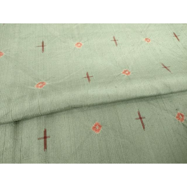 平和屋着物▽上質な紬　単衣　絞り　十字絣　正絹　逸品　AABG9275ck