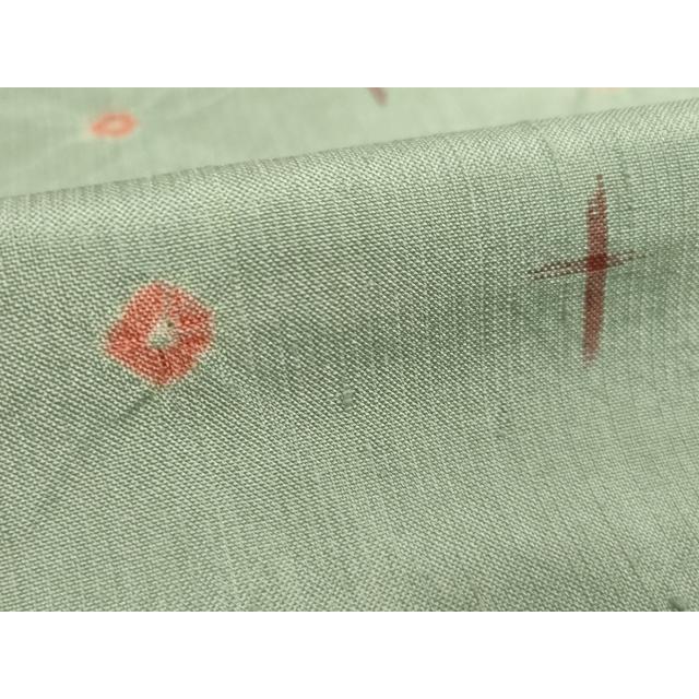 平和屋着物▽上質な紬　単衣　絞り　十字絣　正絹　逸品　AABG9275ck