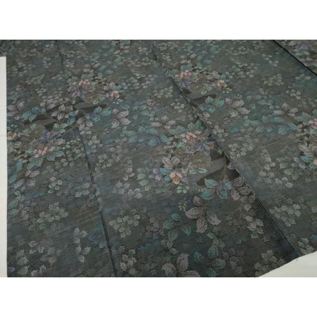 平和屋着物▽本場大島紬　単衣　9マルキ　枝花文　正絹　逸品　AABG9278ck