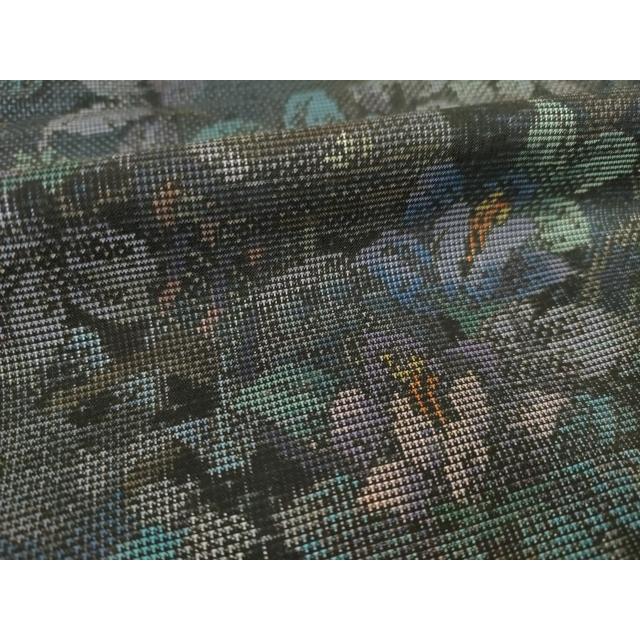 平和屋着物▽本場大島紬　単衣　9マルキ　枝花文　正絹　逸品　AABG9278ck