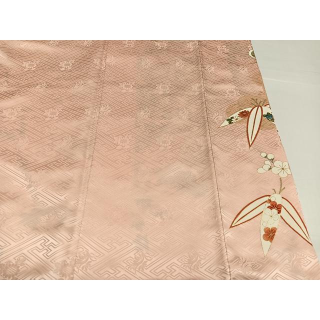 平和屋着物●豪華振袖　駒刺繍　草花文　金彩　正絹　逸品　AABG9581ph
