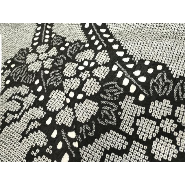 平和屋着物●豪華振袖　総絞り　立波草花文　黒地　正絹　逸品　AABG9935cs