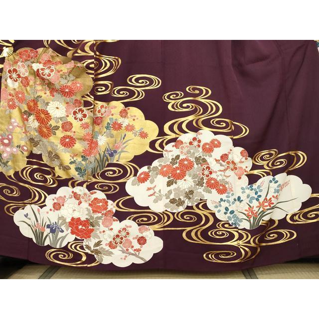 平和屋着物○豪華振袖・長襦袢(袷・半衿刺繍)セット 駒刺繍 雲取り流水