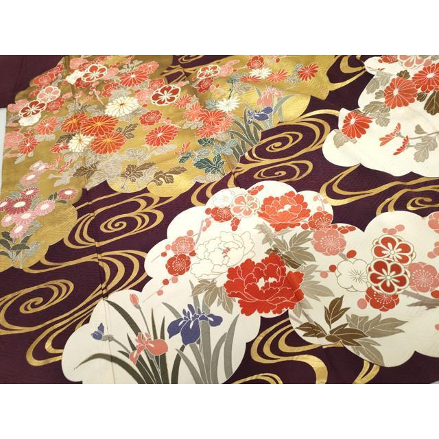 平和屋着物○豪華振袖・長襦袢(袷・半衿刺繍)セット 駒刺繍 雲取り流水