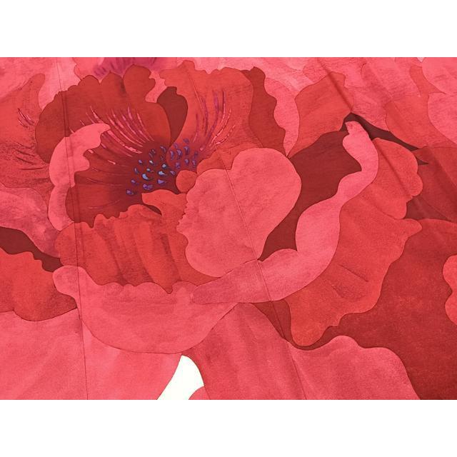 平和屋着物●染色作家　伊砂利彦　型絵染　振袖・長襦袢(無双仕立て)セット　舞花文　半衿刺繍　正絹　逸品　AABH0735fy