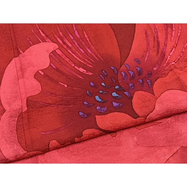平和屋着物●染色作家　伊砂利彦　型絵染　振袖・長襦袢(無双仕立て)セット　舞花文　半衿刺繍　正絹　逸品　AABH0735fy