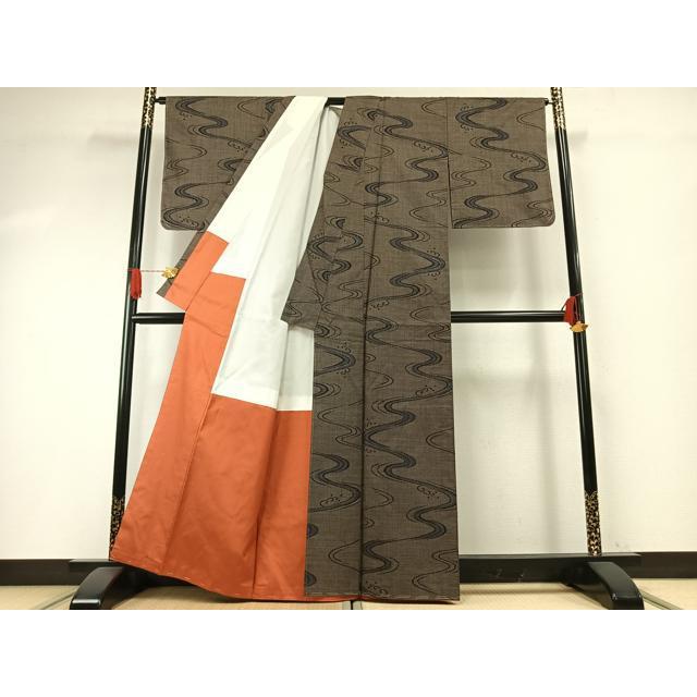平和屋着物●本場大島紬　一元絣　流水文　正絹　逸品　未使用　AABH0850fy