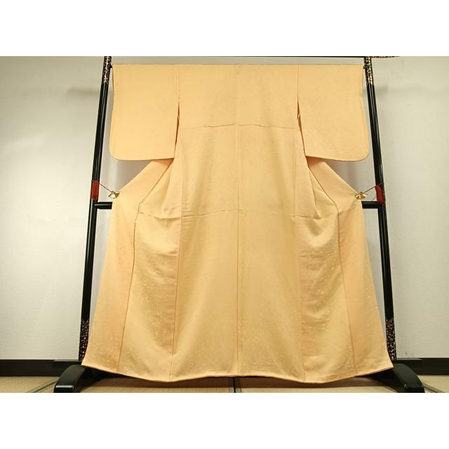 平和屋着物●上質な色無地　霞地紋　蜂蜜色　正絹　逸品　AABH0852fy