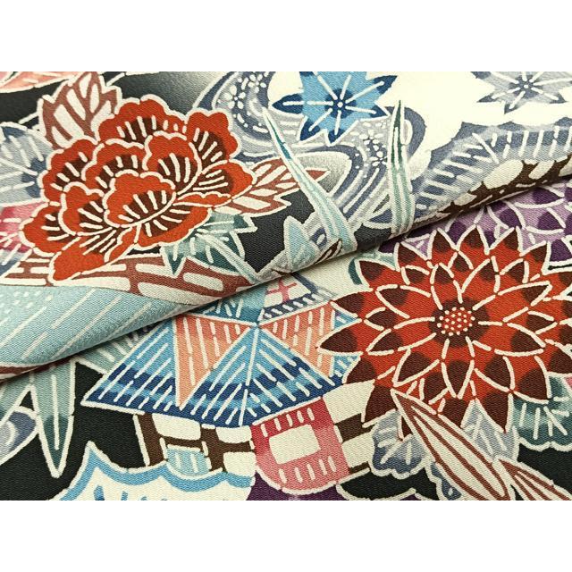 平和屋着物●豪華振袖　型染め　草花文　暈し染め　正絹　逸品　AABH0859fy